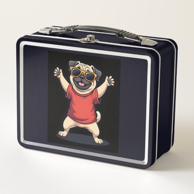 Funny Dabbing Dab Pug Dog Pets Dance Animal Puppy  Metal Lunch Box (Front)