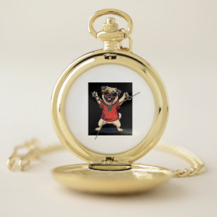 Funny Dabbing Dab Pug Dog Pets Dance Animal Puppy Pocket Watch