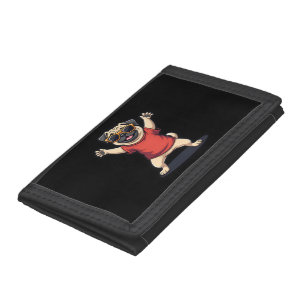 Funny Dabbing Dab Pug Dog Pets Dance Animal Puppy Tri-fold Wallet