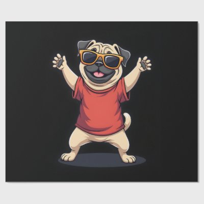 Funny Dabbing Dab Pug Dog Pets Dance Animal Puppy  Wrapping Paper