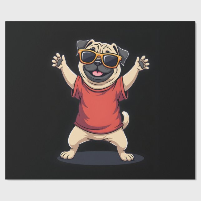 Funny Dabbing Dab Pug Dog Pets Dance Animal Puppy  Wrapping Paper (Flat)