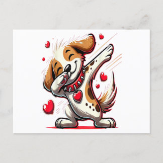 Funny Dabbing Dog Heart Valentine's Day Gifts Boys Postcard