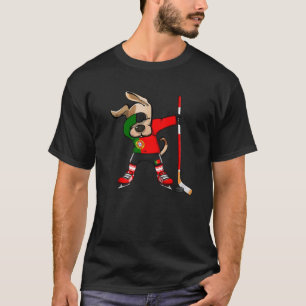 Funny Dabbing Dog Portugal Ice Hockey Fans Jersey T-Shirt