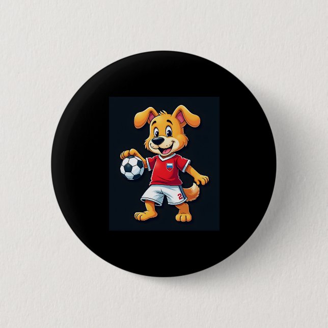 Funny Dabbing Dog Russia Soccer Jersey Russian Foo Button (Front)