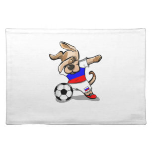 Funny Dabbing Dog Russia Soccer Jersey Russian Foo Cloth Placemat