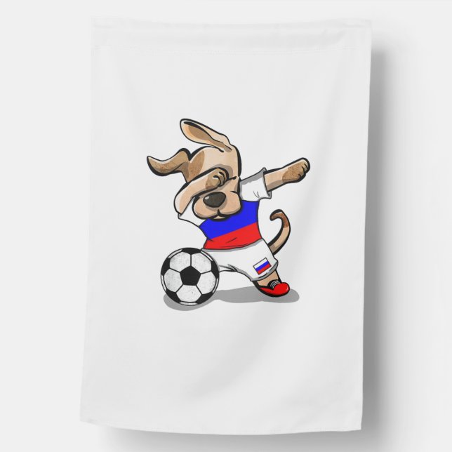 Funny Dabbing Dog Russia Soccer Jersey Russian Foo House Flag (Front)