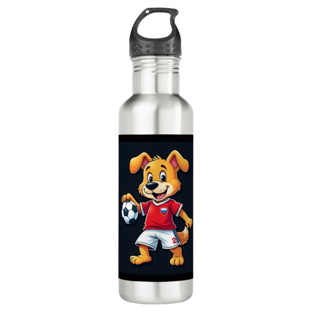Funny Dabbing Dog Russia Soccer Jersey Russian Foo Stainless Steel Water Bottle (Front)