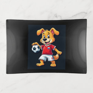 Funny Dabbing Dog Russia Soccer Jersey Russian Foo Trinket Tray