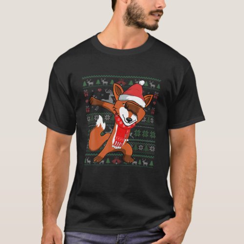 Funny Dabbing Fox Ugly Christmas Sweater Party Cos