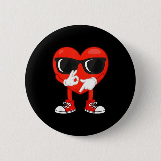 Funny Dabbing Heart Valentines Day 67 Six Seven Lo Button (Front)