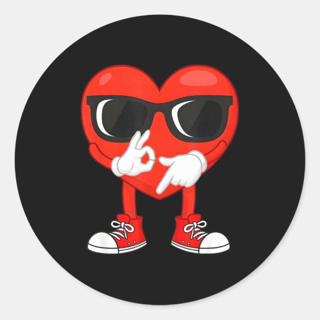 Funny Dabbing Heart Valentines Day 67 Six Seven Lo Classic Round Sticker (Front)