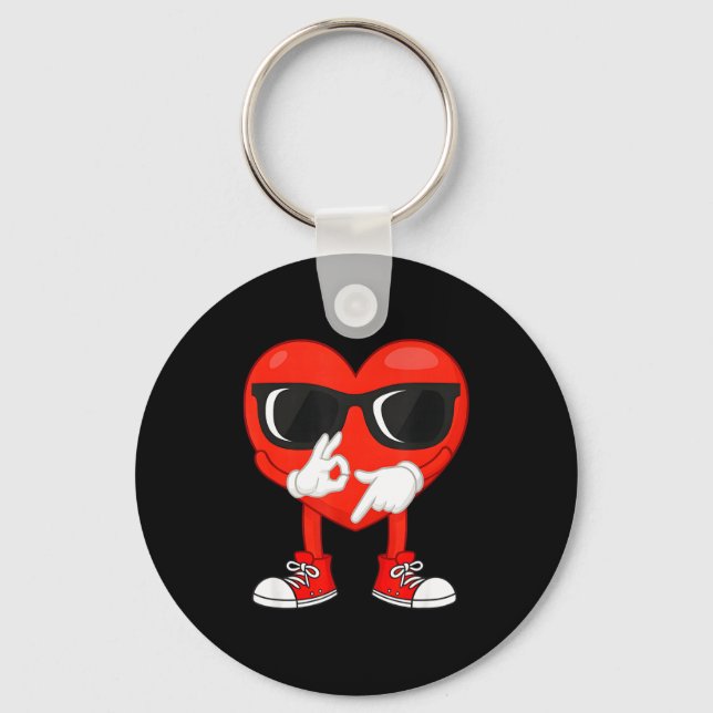 Funny Dabbing Heart Valentines Day 67 Six Seven Lo Keychain (Front)