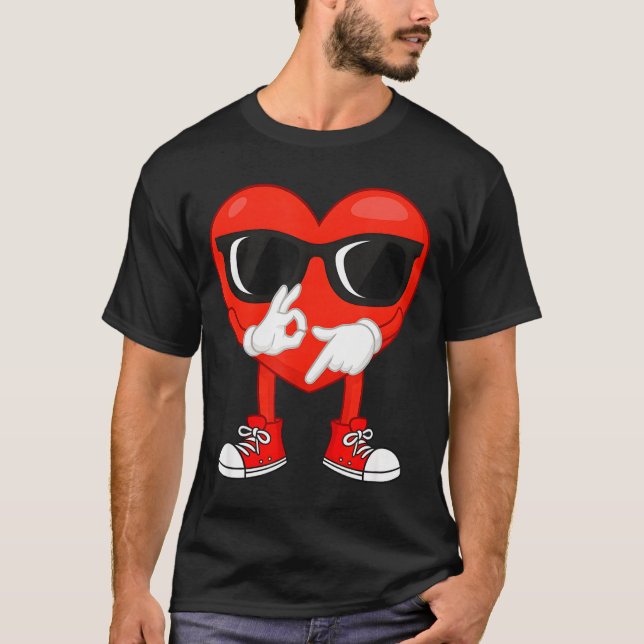 Funny Dabbing Heart Valentines Day 67 Six Seven Lo T-Shirt (Front)