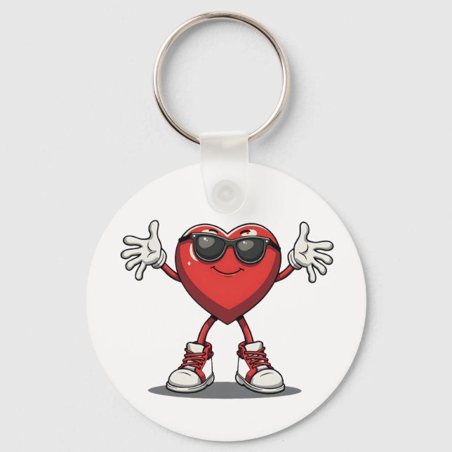 Funny Dabbing Heart Valentine's Keychain (Front)