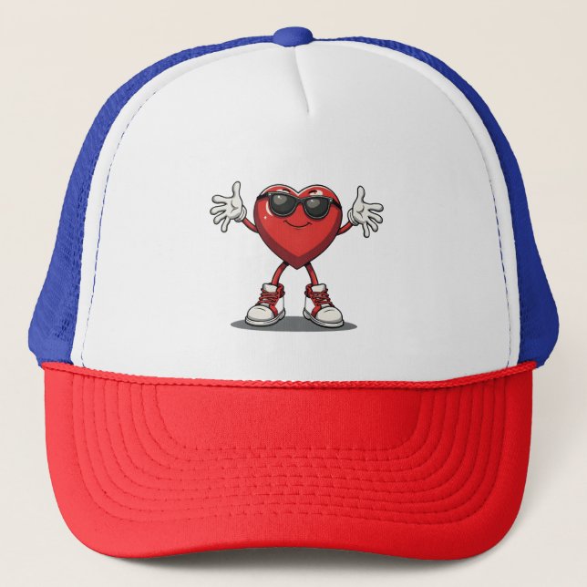 Funny Dabbing Heart Valentine's Trucker Hat (Front)
