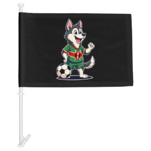 Funny Dabbing Husky Dog Kenya Football - Kenyan Fl Car Flag