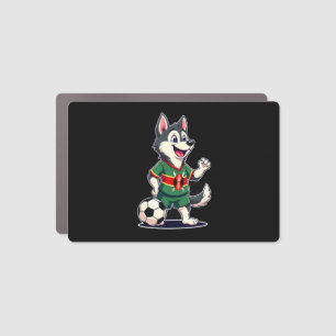 Funny Dabbing Husky Dog Kenya Football - Kenyan Fl Car Magnet