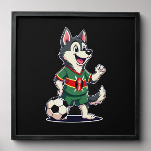 Funny Dabbing Husky Dog Kenya Football - Kenyan Fl Peel And Stick Photo Tile