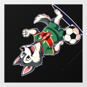 Funny Dabbing Husky Dog Kenya Football - Kenyan Fl Wall Decal