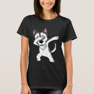 Funny Dabbing Husky Dog Party Birthday Gift Premiu T-Shirt
