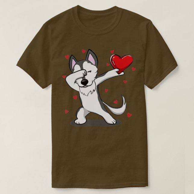 Funny Dabbing Husky Heart Valentine's Day Gift Boy T-Shirt (Design Front)