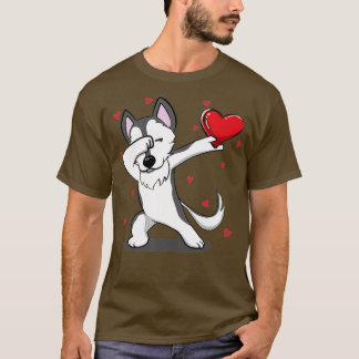 Funny Dabbing Husky Heart Valentine's Day Gift Boy T-Shirt
