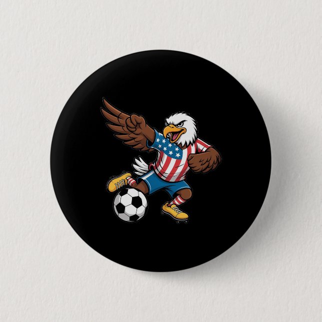Funny Dabbing Ld Eagle Usa Soccer - Usa Flag Socce Button (Front)