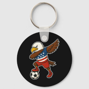 Funny Dabbing Ld Eagle Usa Soccer - Usa Flag Socce Keychain