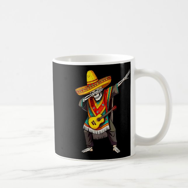 Funny Dabbing Mexican Skeleton Poncho Cinco De May Coffee Mug (Right)