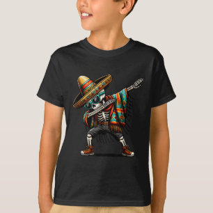 Funny Dabbing Mexican Skeleton Poncho Cinco De May T-Shirt