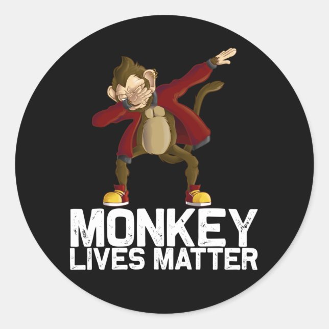 Funny Dabbing Monkey Classic Round Sticker (Front)