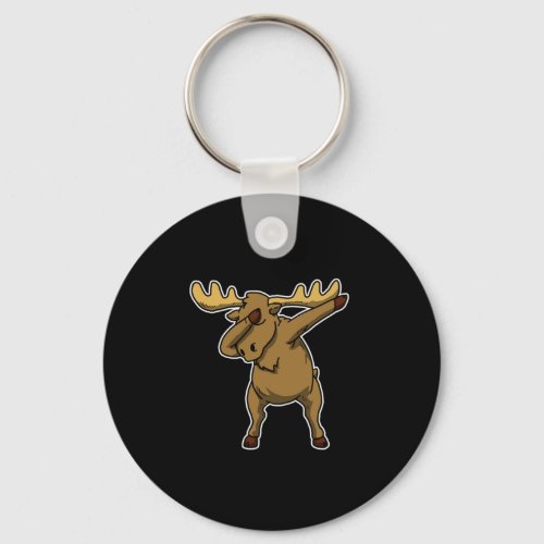 Funny Dabbing Moose Dab Dance Deer Lover Gift Keychain
