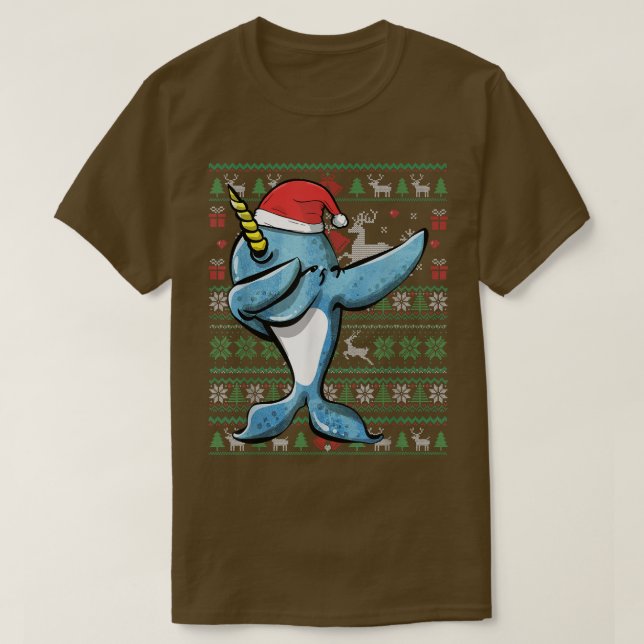 Funny Dabbing Narwhal Ugly Christmas Sweater Party (Design Front)