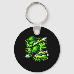 Funny dabbing pickle green vegetable man woman keychain