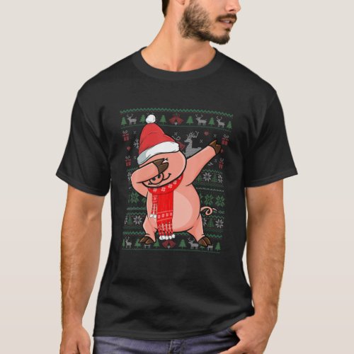 Funny Dabbing Pig Ugly Christmas Sweater Party Cos
