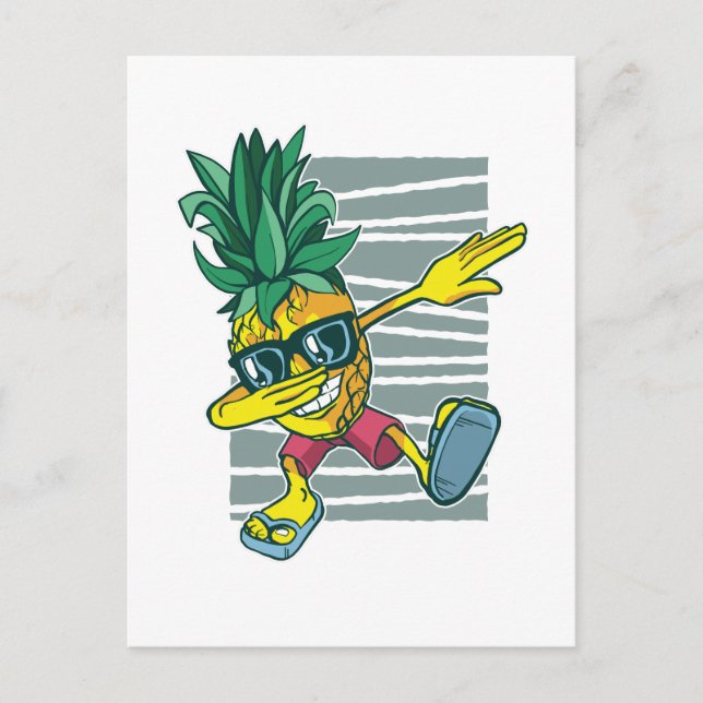 Funny Dabbing Pineapple Cartoon Teen Graphics Postcard (Front)