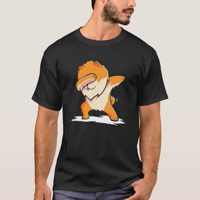 Funny Dabbing Pomeranian Dog T-Shirt Dab Dance Gif (Front)