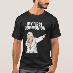 Funny Dabbing Pope My First Communion Gift Tee