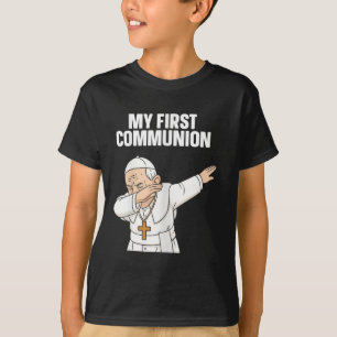 Funny Dabbing Pope My First Communion Gift Tee 