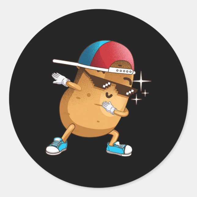 Funny Dabbing Potato Gift Cool Dancing Spuds Hip-h Classic Round Sticker (Front)