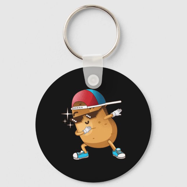 Funny Dabbing Potato Gift Cool Dancing Spuds Hip-h Keychain (Front)