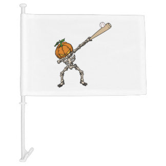 Funny Dabbing Pumpkin Head Baseball Gift Idea Car Flag