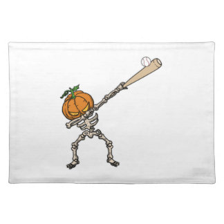 Funny Dabbing Pumpkin Head Baseball Gift Idea Cloth Placemat