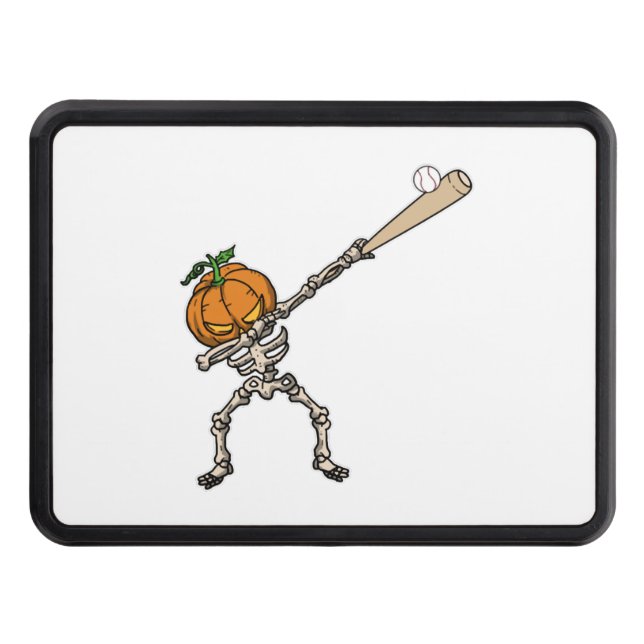 Funny Dabbing Pumpkin Head Baseball Gift Idea Hitch Cover (Front)