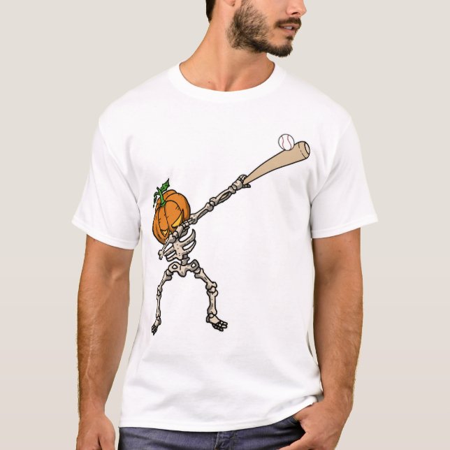 Funny Dabbing Pumpkin Head Baseball Gift Idea T-Shirt (Front)