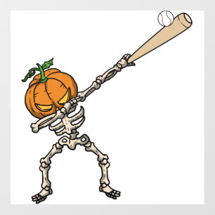 Funny Dabbing Pumpkin Head Baseball Gift Idea Wall Decal