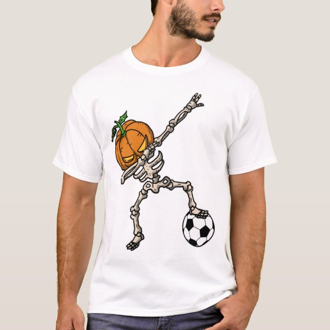 Funny Dabbing Pumpkin Head Soccer Gift Idea T-Shirt (Front)