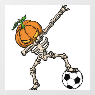 Funny Dabbing Pumpkin Head Soccer Gift Idea Wall Decal