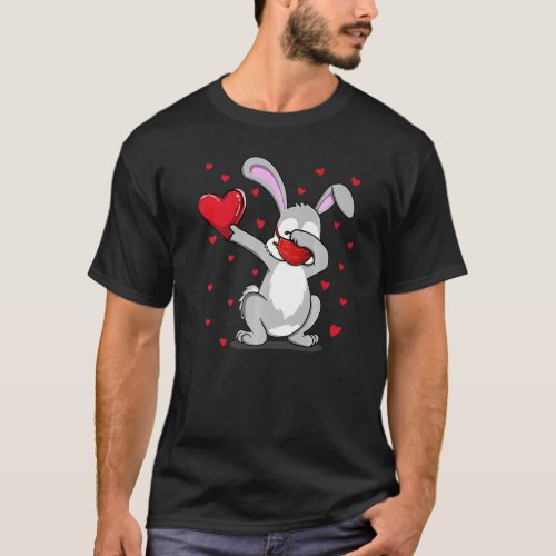 Funny Dabbing Rabbit Face Mask Dab Dance Valentine T_Shirt