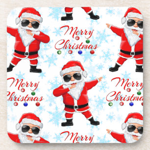 Funny Dabbing Santa Claus Merry Christmas Beverage Coaster